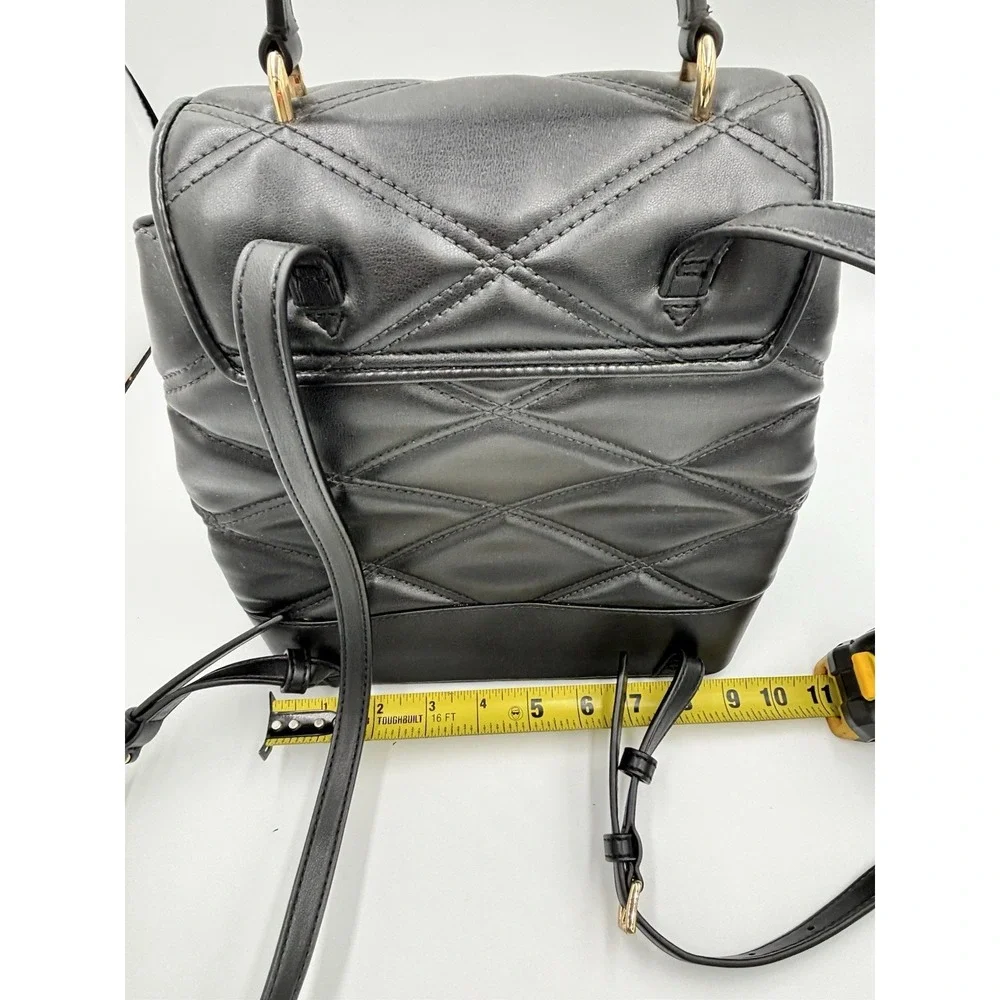 Michael Kors Serena Backpack Quilted Leather Flap Black & Gold mult pockets MED